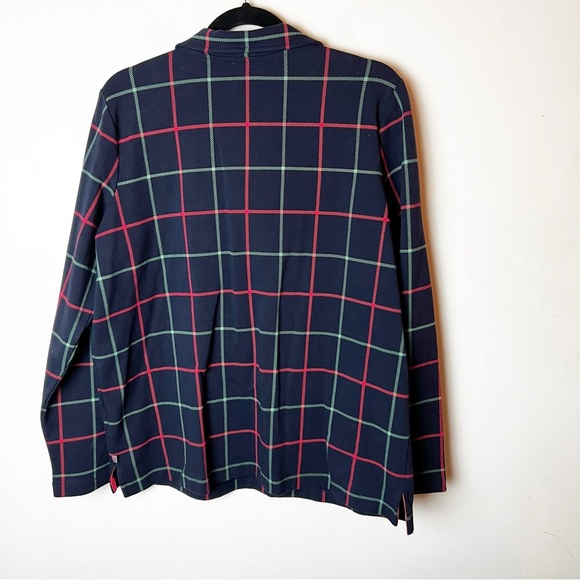 SZ 1XL Talbots Striped Half Zip Pullover Navy Blue Pink and Green Lines - Picture 7 of 7